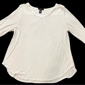 Alfani White Ruched Sleeve Scoop Neck Blouse Top Size XL